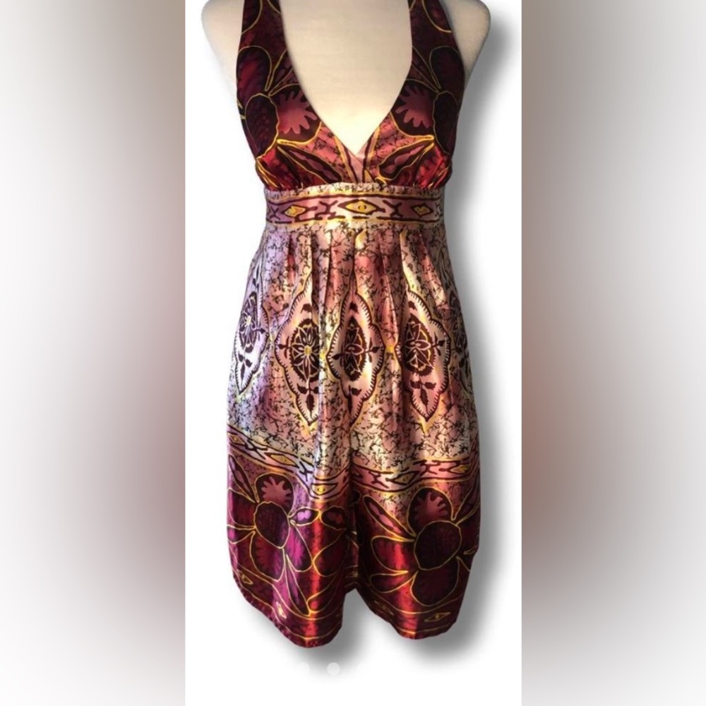 Vintage Y2K halter print dress size M